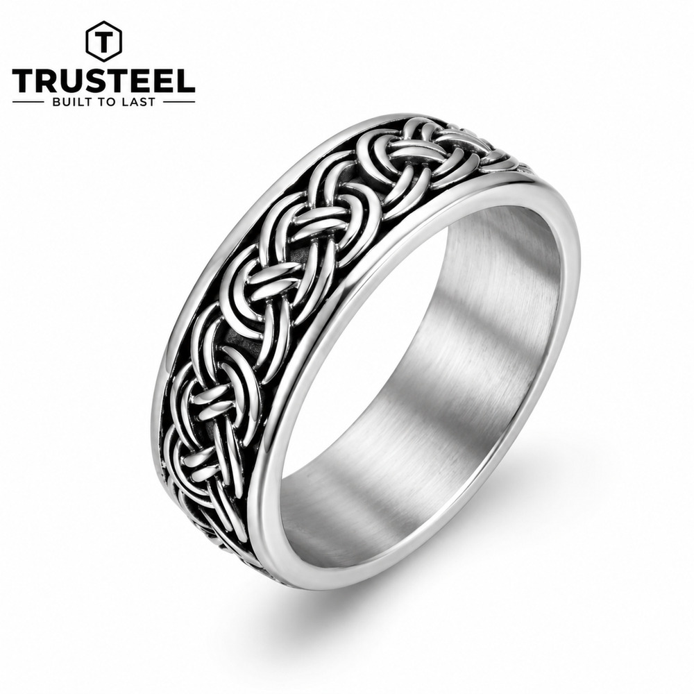 316L Stainless Steel Celtic Knot Ring Viking Wedding Band Comfort Fit Men size 9